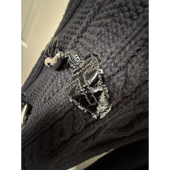 Tory Burch Wool Cable knit long sweater zip up Black jacket Women’s Small - Picture 9 of 16